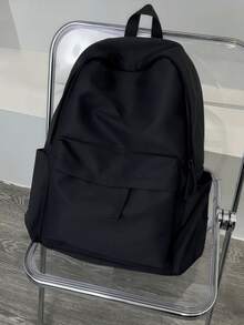 Large Capacity Lightweight Business Casual Tote Bag, With Front Pocket, Functional, Adjustable Shoulder Strap, Suitable For Students, Office Workers, Professionals, Laptop Compartment, Unisex, Suitable For College, School, Outdoor Travel, Commuting, Back To School Essential - Black - View 6