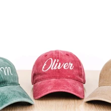 1pc Customized Letter Embroidered Baseball Cap, Unisex, Adjustable Vintage Casual Sun Protection Sports Hat, Multi-Color Washed, Suitable For Wedding, Travel, School, Office, Daily Wear, Father's Day, Mother's Day, Thanksgiving, Birthday Gift For Students, Teachers, Friends, College/High School Students