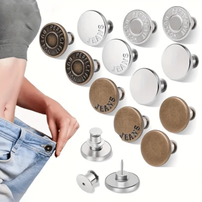 4/6/8/12Sets Of 17 Mm Pants Button, Jean Buttons Pins For Loose Jeans, Adjustable Button For Jeans, Reusable And Adjustable Metal Pants Button Tightener