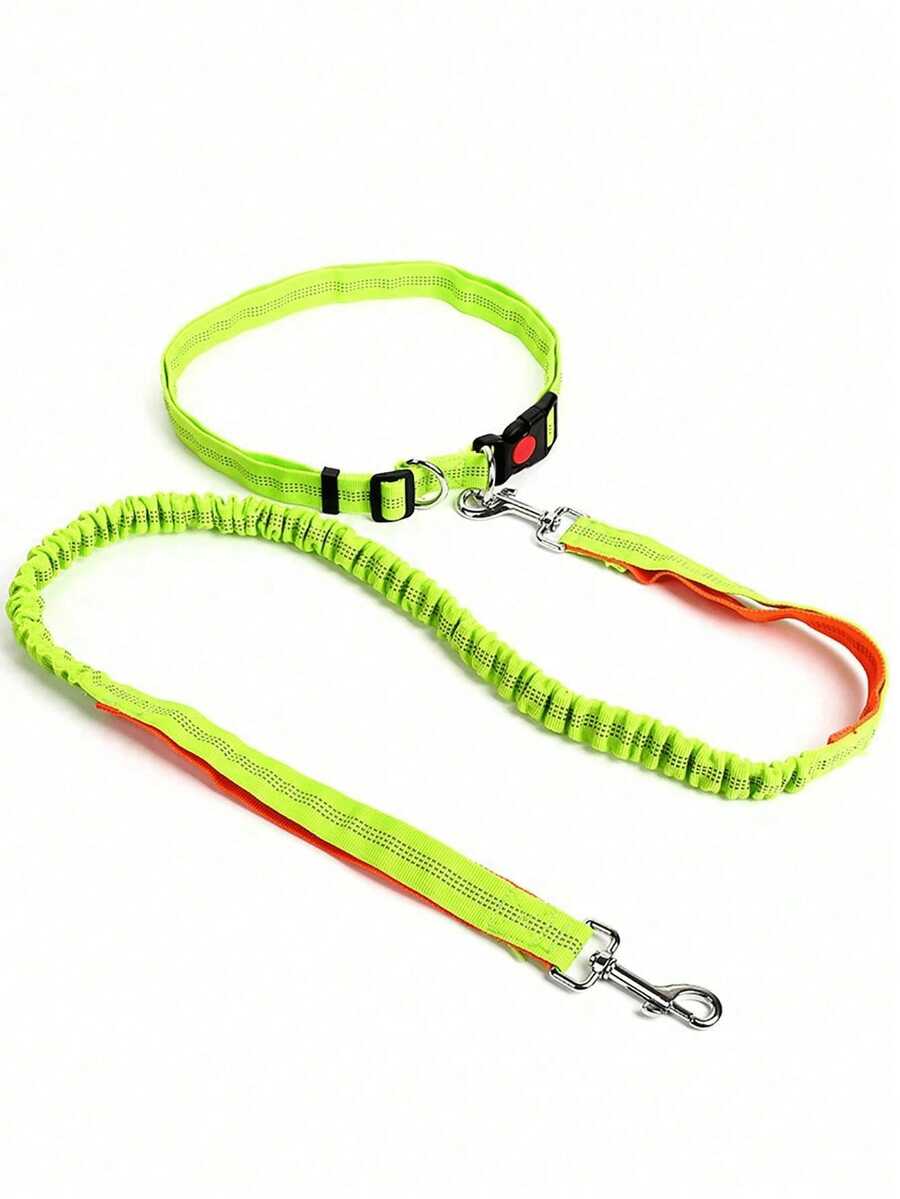 1pc Popular Dog Leash With Elastic Reflective Thread, Pet Supplies For Outdoor Walking/Running - Green - View 1