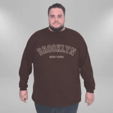 Brooklyn New York Men's Plus Size Long Sleeve T-Shirt 100% Cotton - Rỉ Nâu - Xem 1