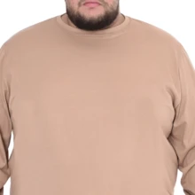 Brooklyn New York Men's Plus Size Long Sleeve T-Shirt 100% Cotton - 米色 - 查看 3