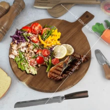 1 块大/小相思木披萨板，适用于披萨、奶酪、面包、沙拉、熟食、厨房木托盘、披萨托盘、早餐托盘、家庭厨房、餐厅厨房服务、派对、下午茶、家庭聚会、户外露营、生日、返校、开斋节、毕业典礼、婚礼 - 棕色 - 查看 11