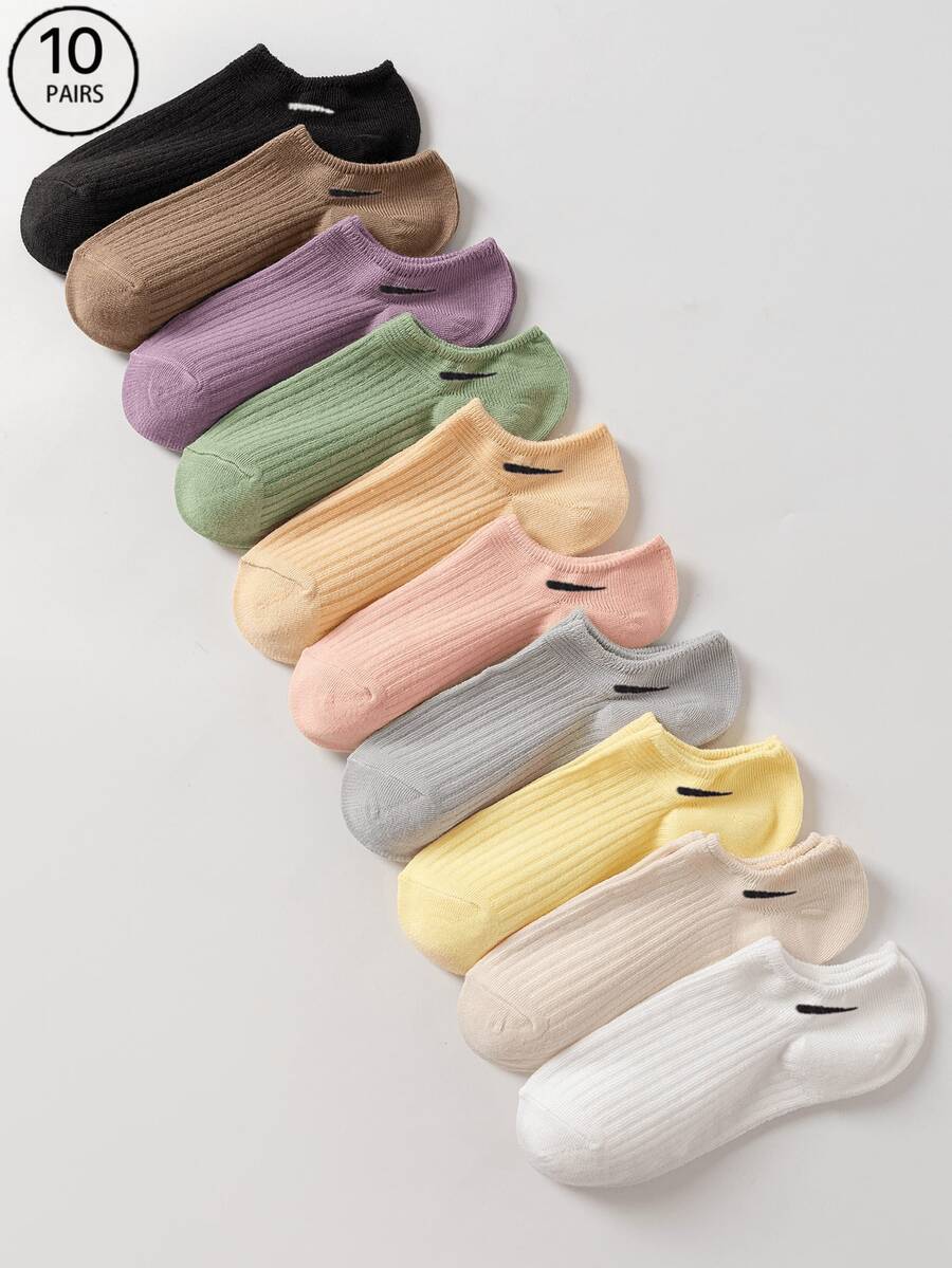 10 Pairs Candy Color Dopamine Socks, Sweet Japanese Style Versatile Daily Wear, Low-Cut Non-Slip Breathable Odor-Resistant Women Socks - Multicolor - View 1