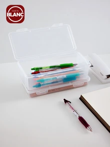 1pc Large Capacity Transparent Stationery Storage Box, Colorful Pencils, Watercolor Pens, Drawing Pens, Art Supplies Organizer. 10pcs Colorful Memo Clips, Iron Book Clips, Exam Paper Clips,Pencil Case,Pencil Pouch,School Bag