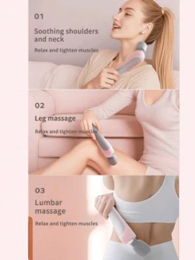 无线全身振动按摩器，硅胶按摩头，适用于颈部、背部、肩部、腰部、腿部和足部，女性专用按摩工具，适合作为节日礼物 - 彩色 - 查看 5