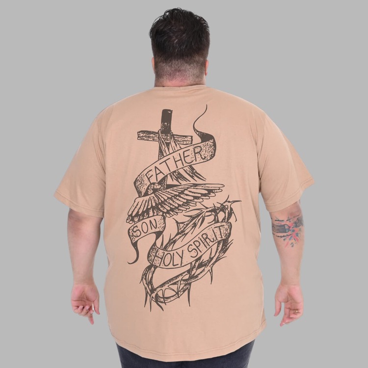 Father Son Holy Spirit Christian Men's Plus Size T-Shirt - Beis - Añade 1