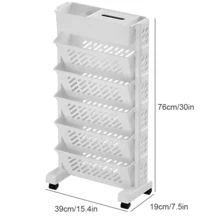 Lislark 1pc Mobile Bookshelf With Wheel, Book Trolley, Paper Organizer, Rolling Storage Cart, Large Capacity Book Rack Magazine Cart Movable Storage Bookcase With 5/6 Layers For Home, Classroom, School, Office, Dorm, White, Utility Racks - White - View 5