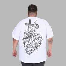 Camiseta Father Son Holy Spirit Cristã Masculina Plus Size - Branco - Visão 1