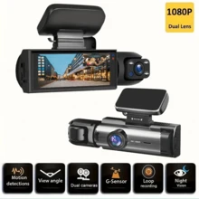 1080P雙攝像頭，車用行車記錄器，前后雙鏡頭，帶IR夜視，循環錄像，廣角汽車DVR攝像機，3.16英寸IPS屏幕，具有雙鏡頭車用儀錶板視頻攝像機 - 黑色 - 查看 12