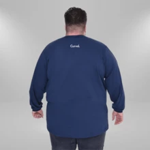 Brooklyn New York Men's Plus Size Long Sleeve T-Shirt 100% Cotton - 藏蓝色 - 查看 2