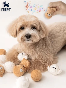 Squeaky Dog Chew Toy - Puppy-Shaped Bouncing Ball With Spikes For Teeth Cleaning, Interactive Pet Toy For Small Dogs (Poodle/Bichon) & Cats - Multicolor - View 2