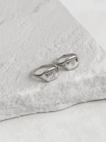 Custom Square Signet Ring ,Engraved Initial Ring - Personalized Couple Rings - Medium Square Signet, Christmas Gifts, Valentine's Day Gifts, Family Gifts,Gift For Women/Men