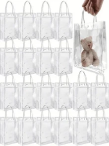 20pcs Transparent PVC Handbag, Holiday Birthday Candy Flower Petal Gift Bag, PVC Jelly Cosmetic Handbag, Holiday Party Handbag, Holiday Gift Bag, Reusable Transparent Handbag, Small Business Supplies, Best Value Items, Shopping Bag, Party Bag, Wedding Birthday Party Gift Bag, Handmade Handbag, Party Favors, Cheapest Items Available - Clear - View 3