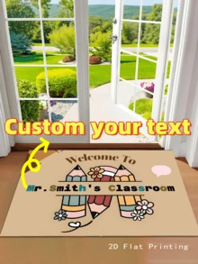 1pc Customizable Felt Doormat With Pencil Block Design, Fade-Resistant, Suitable For Bedroom, Study, Computer Room, Indoor/Outdoor, Summer Rug, Ideal Back-To-School Gift For Students And Teachers - Multicolor DD - View 1