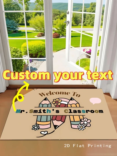 1pc Customizable Felt Doormat With Pencil Block Design, Fade-Resistant, Suitable For Bedroom, Study, Computer Room, Indoor/Outdoor, Summer Rug, Ideal Back-To-School Gift For Students And Teachers