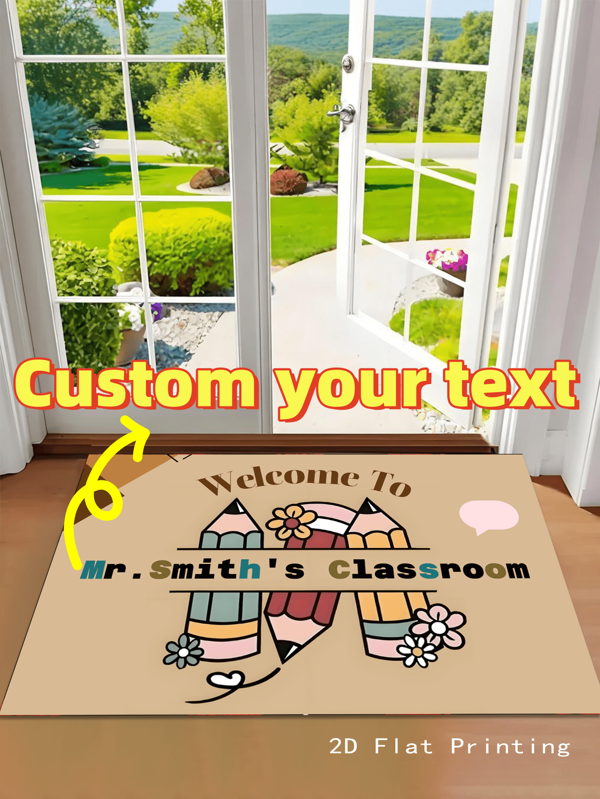 1pc Customizable Felt Doormat With Pencil Block Design, Fade-Resistant, Suitable For Bedroom, Study, Computer Room, Indoor/Outdoor, Summer Rug, Ideal Back-To-School Gift For Students And Teachers