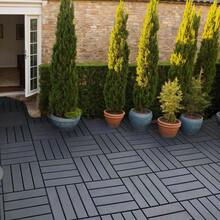 44/27-Pack 12"X12" Interlocking Deck Tiles, Plastic Waterproof Outdoor Flooring For Patio, Pool, Backyard, Balcony – All-Weather - Màu xám đen - Xem 3