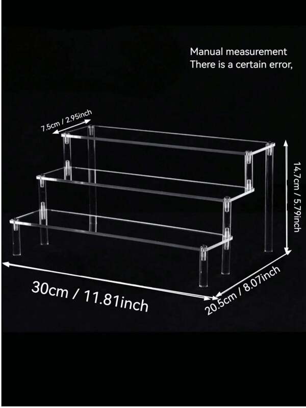 1pc Acrylic Ladder Display Stand, 3-Tier Trapezoidal Display Stand, Home Storage Display Stand Jewelry Cosmetics Display Stand, Multi-Layer Organizer Transparent Display Stand Cake Stand Perfume Rack