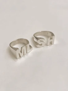 Customized 18K Gold-Plated Stainless Steel Ring,Gothic Name Ring,Old English Text Number Ring,New Year Glamour - Multicolor - View 10