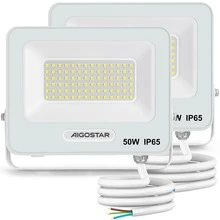 Aigostar Foco LED Exterior 50w, 4500LM Foco Proyector LED, IP65 Impermeable Luz de , Luz blanca 6500K Luces led exterior, Para Jardín, Patio, Garaje, Paquete de 2 - 50w-6500k - Ver 1