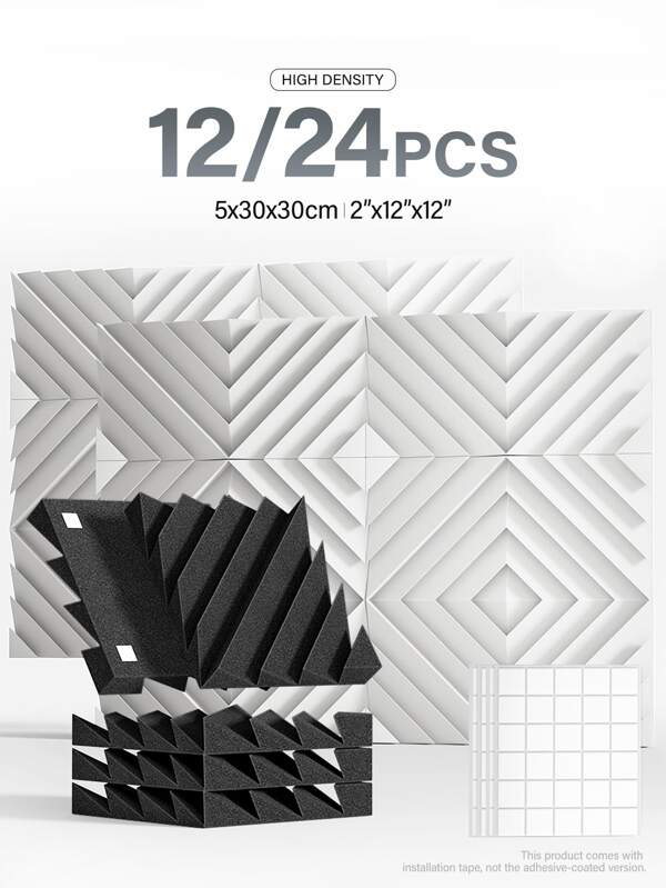 MODX [MODX] Snel herstellende geluidsisolatiepanelen [12/24 stuks] - 12" x 12" x 2" diamantgroef geluidsisolatiemateriaal | Geluidsabsorberende schuimplaten | Meerkleurige akoestische tegels voor KTV/thuis | Geluidsreducerende schuimpanelen van studiokwaliteit