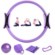 1 Set Pilates Training Equipment, Pilates Training Kit 5 Pcs, Including Pilates Ring, Pilates Resistance Bands, Yoga Stretching Assist Strap, Yoga Stretching Loop, 25cm Matte Anti-Burst Yoga Ball, Women's Home Pilates Gear, Fitness & Body Shaping - Multiple Colors - View 10