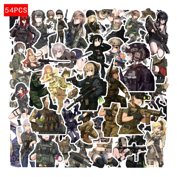 50PCS Sniper Girl Stickers Vinyl Aesthetic Stickers, Suitable For Scrapbooks, Diaries, Laptops, Bumpers, Skateboards, Water Bottles, Computers, Mobile Phones, Cartoons, Hard Hats, Car Stickers, And Stickers
