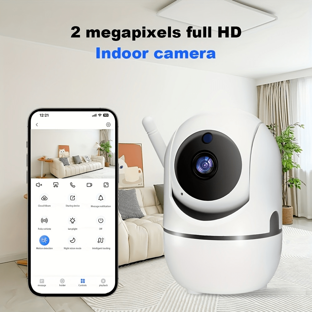 1pc Mini Camera, Hidden Spy Camera, 3MP HD Smart Camera With 360° Panoramic View, Night Vision, Portable, Supports 2.4G/5G WiFi, 360° PTZ Auto Tracking For Indoor/Outdoor, AI Face Detection, Recording, Motion Sensor Alarm, Two-Way Audio, Remote Monitoring, HD Video, Easy Installation, Suitable For Home Security, Smartphone App