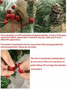 1 pezzo Ghirlanda natalizia da 30 cm, decorazione per il Ringraziamento, decorazione per interni/esterni (pigne e fiocchi di neve), ghirlanda natalizia fatta a mano per la porta, decorazione per feste natalizie, adatta per decorazioni natalizie domestiche, decorazione natalizia, regalo di Natale, regalo per il Capodanno cinese, uso interno/esterno, decorazione atmosfera natalizia, ciondolo ghirlanda albero di Natale, accessori decorativi per la Vigilia di Natale - Multicolore - Visualizzare 10