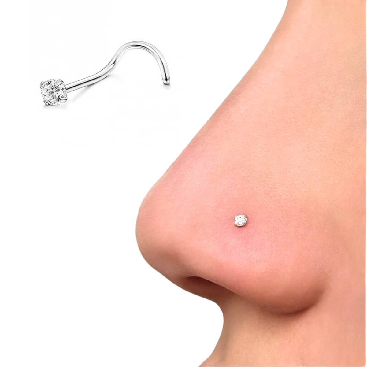 Piercing Nariz Nostril Pedra Zircônia Aço Cirúrgico