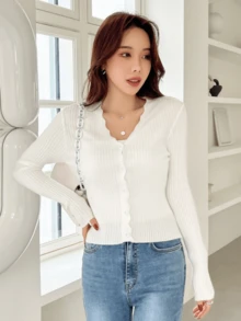 Women Lightweight Cardigans - Apricot - View 4