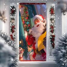 1件/270件圣诞主题门旗，圣诞派对门挂装饰旗，圣诞球圣诞老人图案涤纶门旗，适用于圣诞派对室内外装饰，客厅装饰，圣诞派对餐厅装饰，派对氛围装饰，圣诞节促销，2025年圣诞节