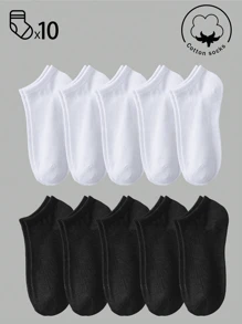 20/10/5/3/1 par de calcetines cortos de algodón para hombre, calcetines invisibles, con diseño antideslizante de doble hilo, blancos, negros, de corte con bucle, suaves y transpirables para el tobillo, adecuados para negocios y ocio, hogar y deportes, estilo universitario, para todas las estaciones, uso diario y uso aleatorio