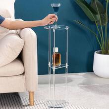 1pc Transparent Acrylic Drink Table, Suitable For Small Spaces, Beverage Side Table, Sofa Side Table, Applicable For Living Room, Bedroom, Bedside Display Shelf - Transparent - View 6