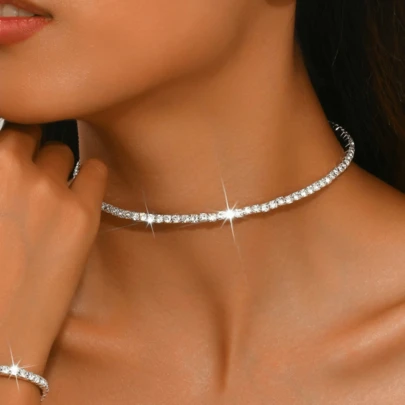 1pc 925 Sterling Silver Cubic Zirconia Necklace, Hypoallergenic Clavicle Chain, Elegant & Luxurious Women's Jewelry, Versatile Bridal Accessory, Gift For Valentine's Day, Mother's Day, Comes In Anti-Oxidation Gift Box