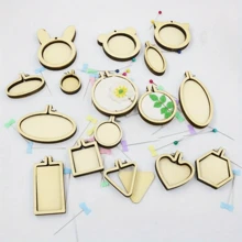 10pcs Wooden Mini Embroidery Hoops Set, Round Cross Stitch Frames, Suitable For DIY Crafts, Pendant Making, Art Decor Accessories, Jewelry Making Tools