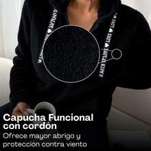 Sudadera Chamarra de Peluche para Dama – Felpa Suave, Cremallera Frontal, Invierno, Nataly Sport - Negro - Ver 5