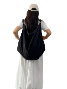 Túi đeo vai họa tiết màu trơn dung tích lớn, túi xách đeo chéo thường ngày cho nữ, túi tote bằng nylon, ba lô mua sắm đa năng có thể tái sử dụng thích hợp cho công việc, học tập, du lịch - màu đen - Xem 4