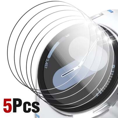 5pcs Screen Protector, Compatible With Samsung Galaxy Watch 8/8 Classic 47mm/44mm/40mm, Unisex, Made Of Tempered Glass, Easy To Install, High-Definition Curved Full Coverage Protective Film, Accessories Compatible With Samsung Galaxy Watch 8/8 Classic Smartwatch