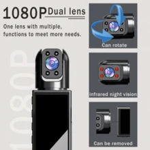 1080P雙攝像頭，車用行車記錄器，前后雙鏡頭，帶IR夜視，循環錄像，廣角汽車DVR攝像機，3.16英寸IPS屏幕，具有雙鏡頭車用儀錶板視頻攝像機 - 黑色 - 查看 9