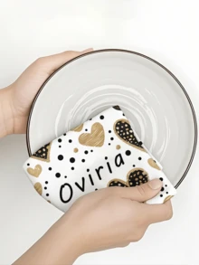 1pc Personalized Dish Cloth, Customized Kitchen Towel With Family, Friend Or Pet Names, Great Gift For Mother's Day, Father's Day, Valentine's Day, Birthday, Wedding Anniversary, Graduation, Wedding - Multicolor - View 7