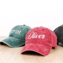 1pc Customized Letter Embroidered Baseball Cap, Unisex, Adjustable Vintage Casual Sun Protection Sports Hat, Multi-Color Washed, Suitable For Wedding, Travel, School, Office, Daily Wear, Father's Day, Mother's Day, Thanksgiving, Birthday Gift For Students, Teachers, Friends, College/High School Students