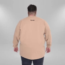 Brooklyn New York Men's Plus Size Long Sleeve T-Shirt 100% Cotton - 米色 - 查看 2