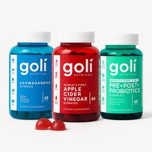 [Free Shipping]3 Bottles Of Goli Bundle: Ashwagandha KSM-66 & Vitamin D2, Apple Cider Vinegar & Vitamin B12, Pre, Post, Probiotics Gummy - World's First 3-In-1 Gluten-Free, Vegan, Non-GMO, And Gelatin-Free - Standard - 查看 1