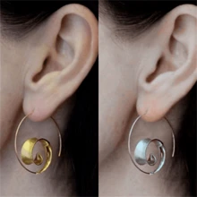 1 Pair Elegant Boho Asymmetrical Circle Hoop Earrings, Unique Design Suitable For Daily Wear And Valentine's Day Gift For Women