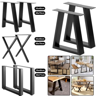 Lislark 2PCS Industrial Metal Table Legs Dining Bench Coffee Desk Furniture Stand Frame