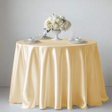 Round Table Cover 228cm/275cm Wedding Banquet Decorative Tablecloth, For Outdoor And Indoor Decoration, Fabric Weight 100g Satin Tablecloth, Party, Hotel, Wedding Decoration, Dining Tablecloth