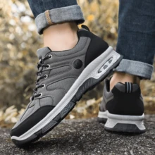 Zapatillas de tenis casuales para exteriores para hombre, a prueba de golpes y pinchazos, cómodas, amortiguadoras y resistentes al desgaste - Gris - Ver 8