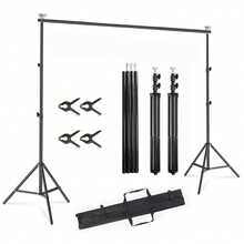 1 Set Adjustable Photography Backdrop Stand Kit, 2 Tripods, 4 Clips, Connectable Crossbars And Carrying Bag, Sizes 2*2/2*3/2.6*3/2.8*3m, Suitable For New Year, Wedding, Party Photography, Projection And Movie Screen Frame, Event Decoration - Black - View 3